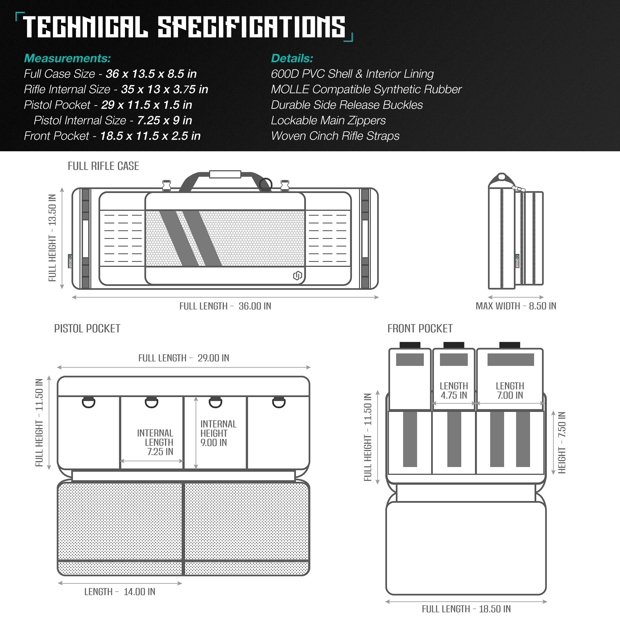 SAVIOR Specialist Series 36"-46" Tactical Double Rifle Bag Carbine Pistol Case - Picture 13 of 24