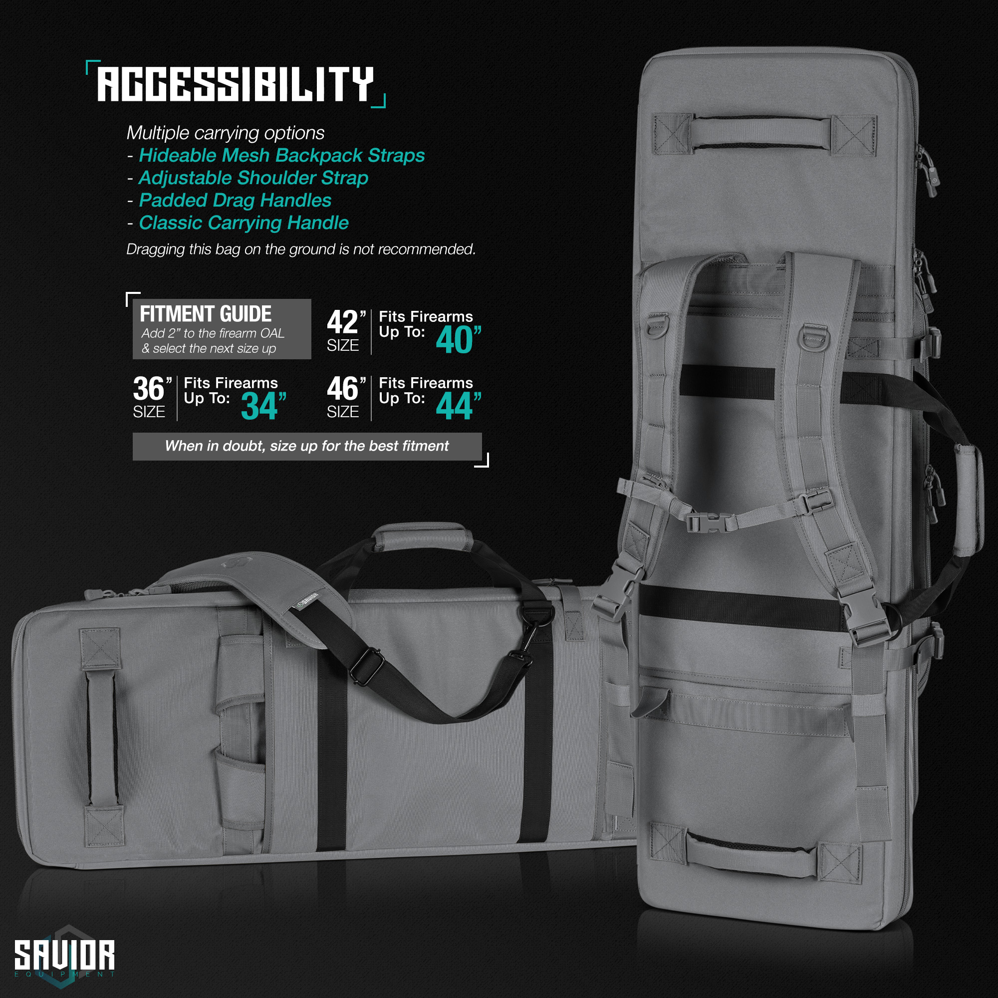 SAVIOR Specialist Series 36"-46" Tactical Double Rifle Bag Carbine Pistol Case - Picture 23 of 24
