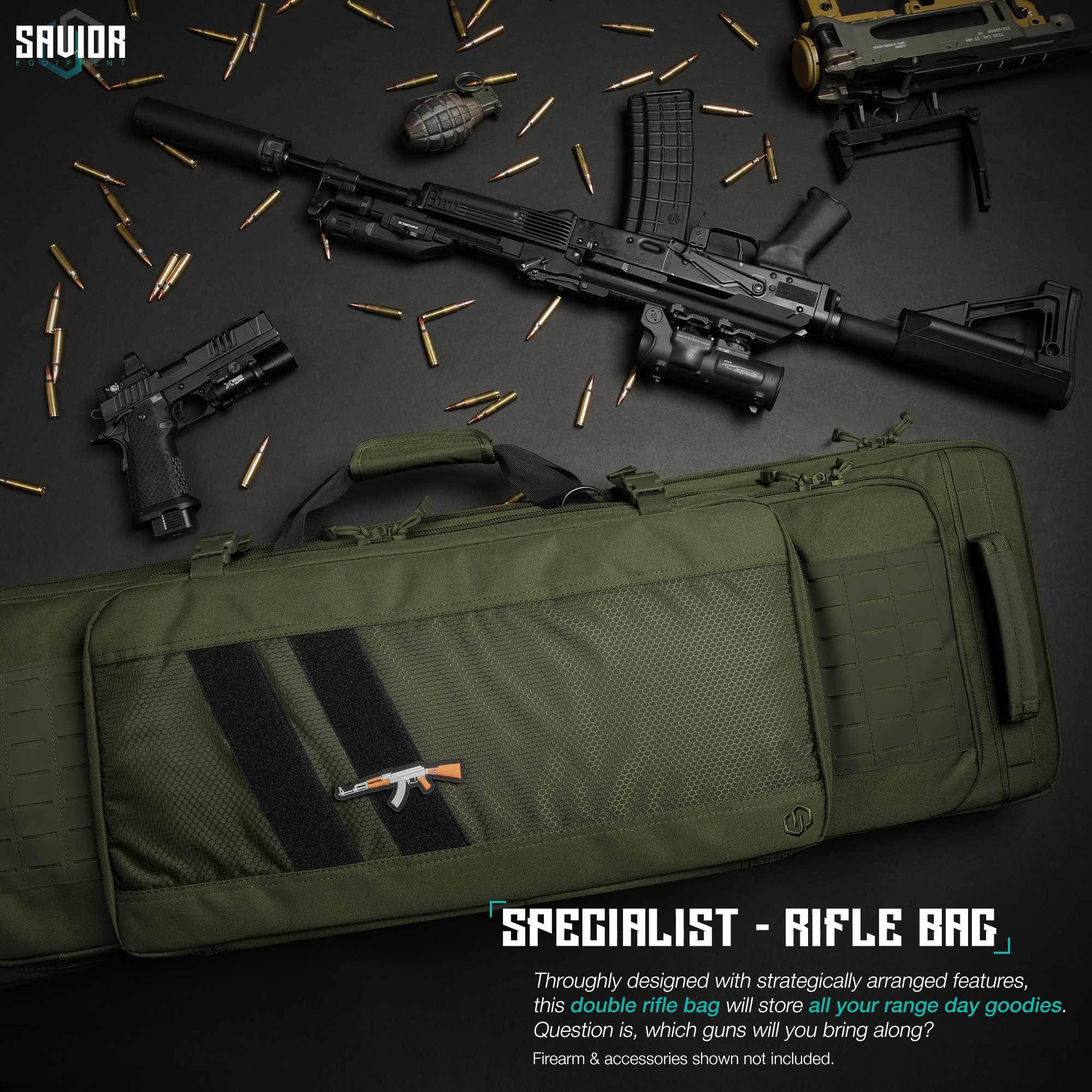 SAVIOR Specialist Series 36"-46" Tactical Double Rifle Bag Carbine Pistol Case - Picture 15 of 24