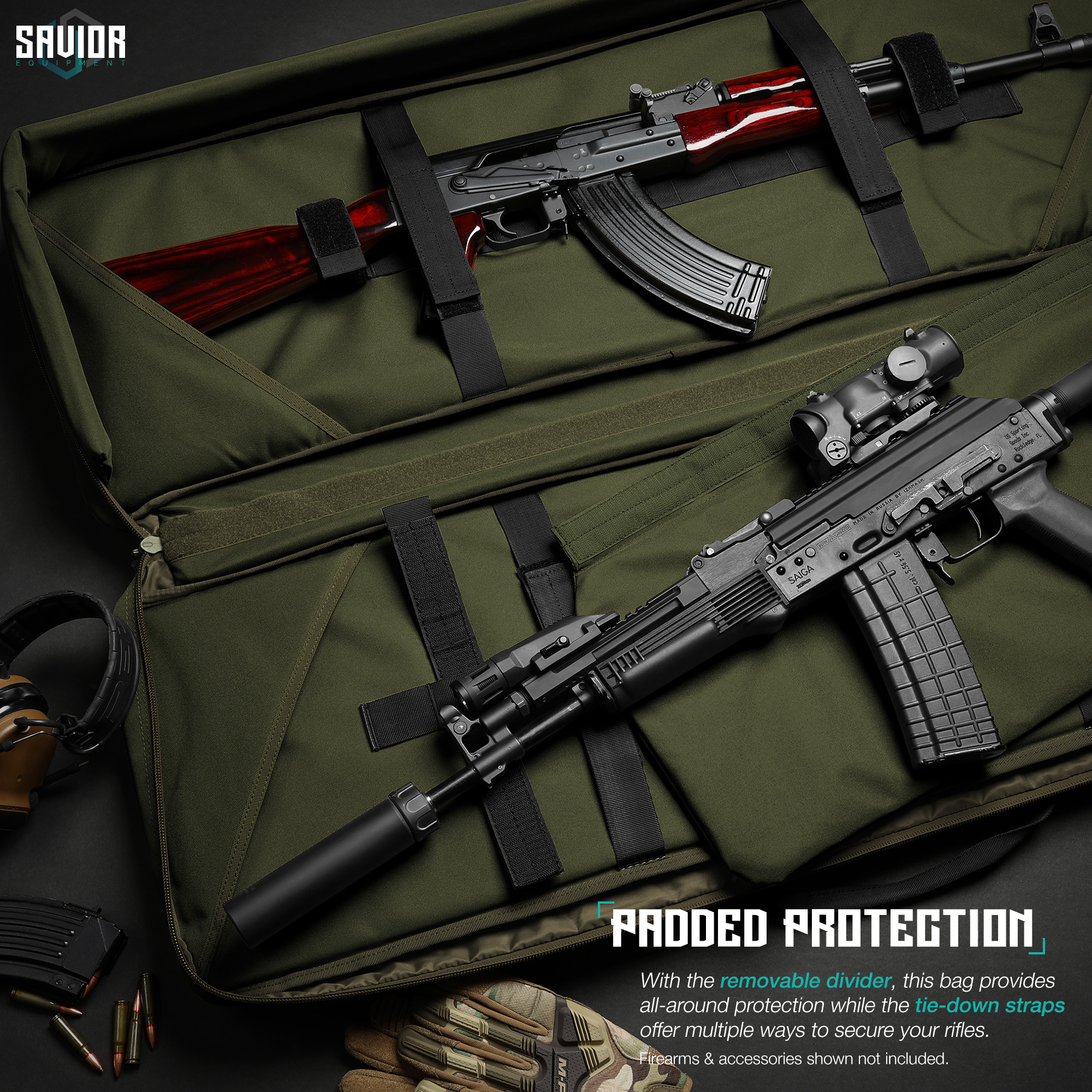 SAVIOR Specialist Series 36"-46" Tactical Double Rifle Bag Carbine Pistol Case - Picture 16 of 24