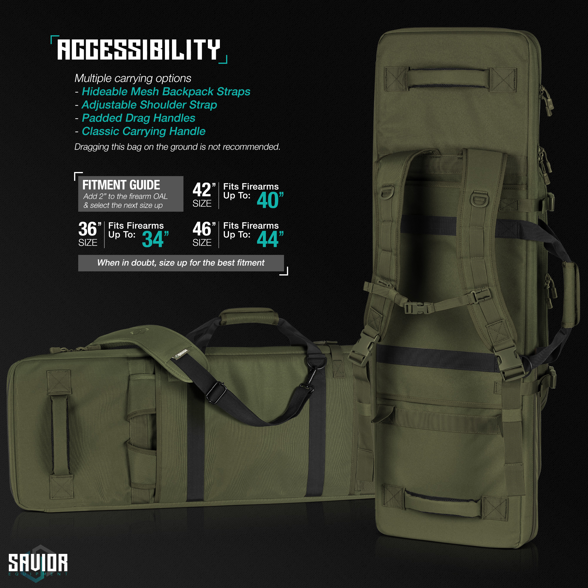 SAVIOR Specialist Series 36"-46" Tactical Double Rifle Bag Carbine Pistol Case - Picture 17 of 24