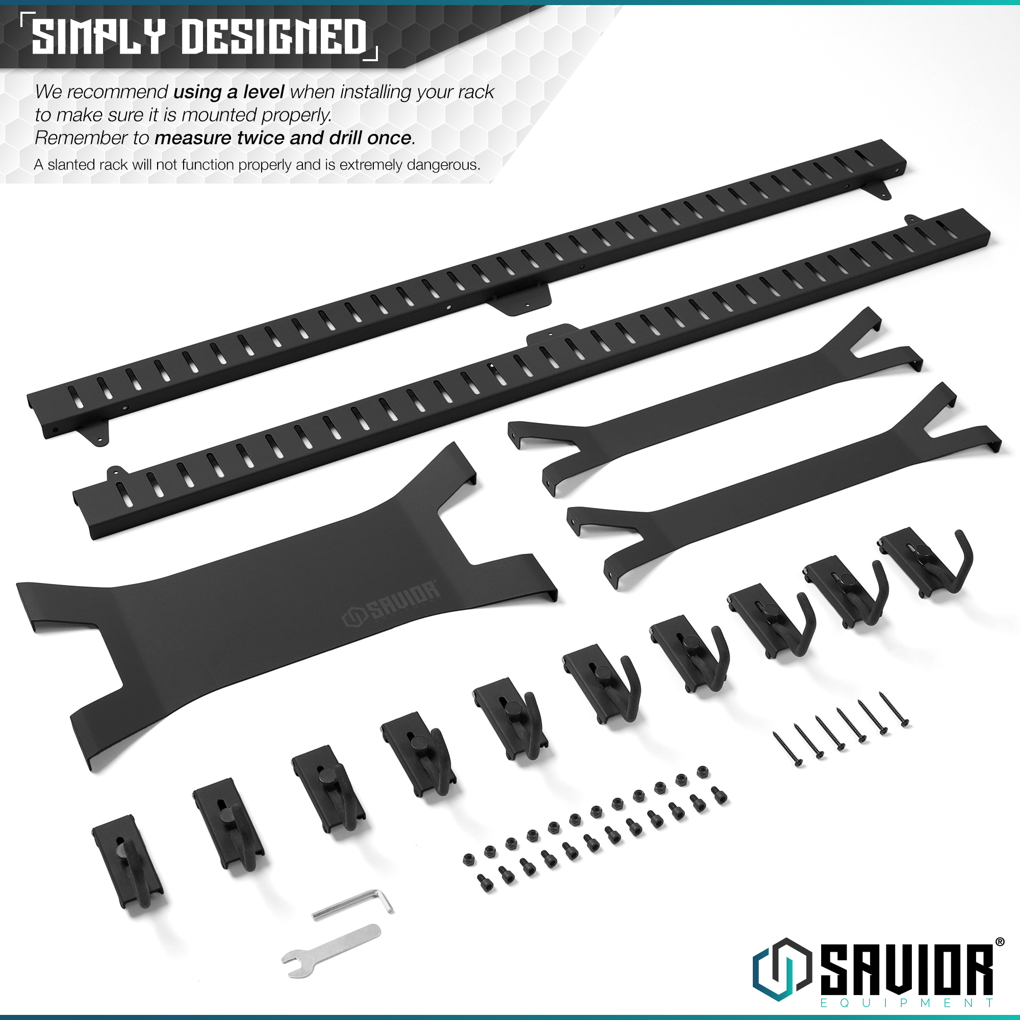 Tactical Horizontal 5 Gun Rifle Rack Hanger Shotgun Wall Mount Display + 10 Hook - Picture 6 of 25