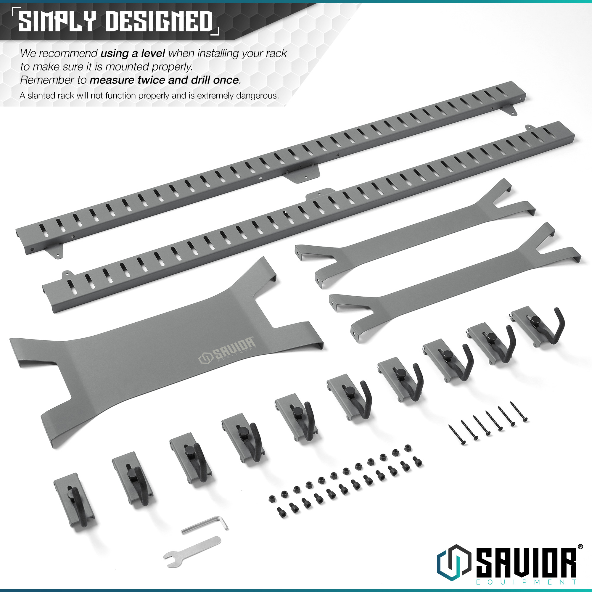 Tactical Horizontal 5 Gun Rifle Rack Hanger Shotgun Wall Mount Display + 10 Hook - Picture 24 of 25