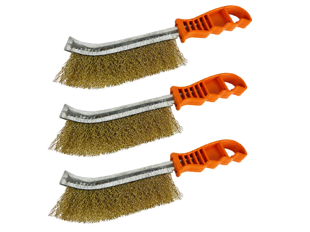 Italian Brass Coated Wire Spid Brush Rust Removal Cleaning Hand Brush 24 Pack