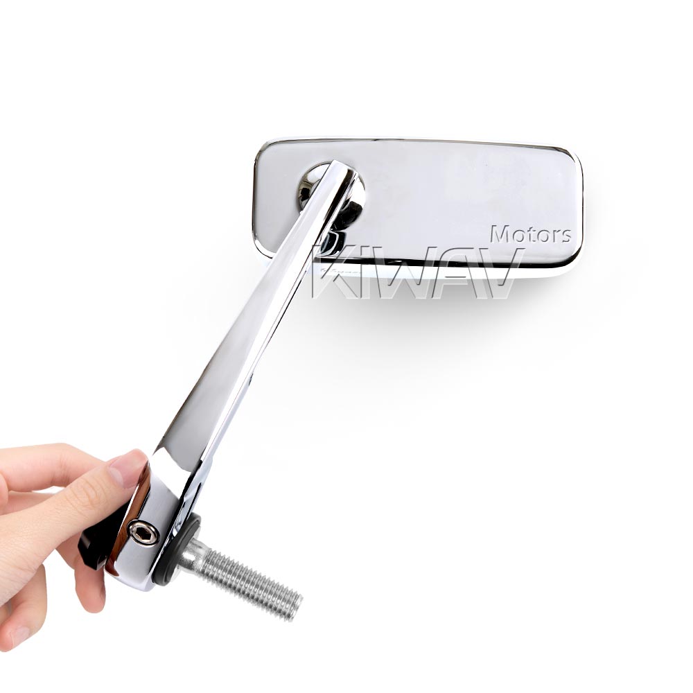 Bar end mirrors chrome Classic rectangle 12mm bolt-on fits BMW ...