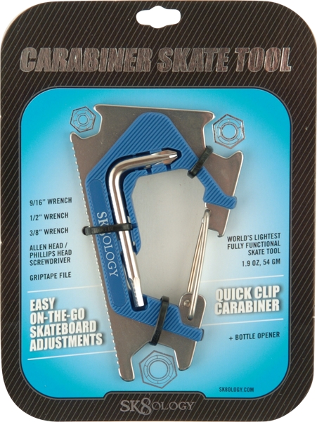 Silver//Blue Sk8ology Carabiner 2.0 Skate Tool