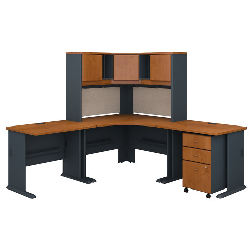 84w X 84d Corner Desk And Hutch With 3 Dwr Mobile Pedestal