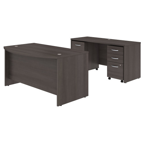 60w X 36d Bow Front Desk Credenza And File Storage Bshstc010sg Ebay