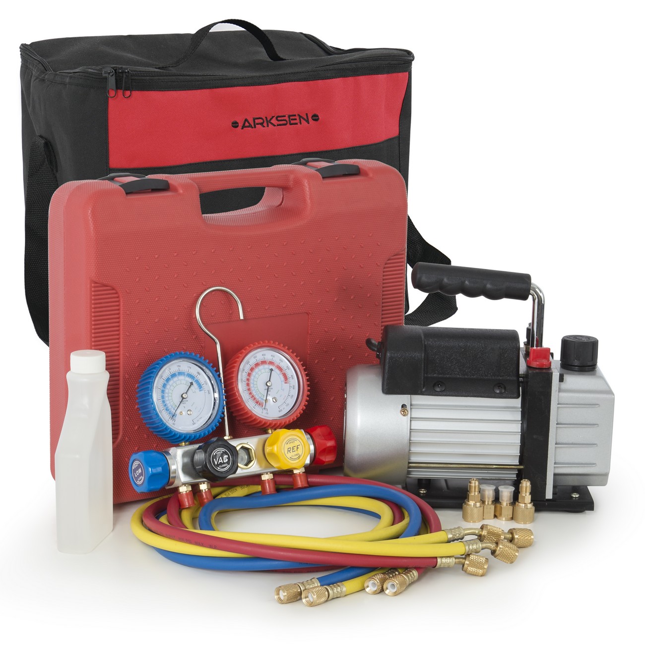 Combo 3CFM 1/3HP Air Vacuum Pump HVAC + A/C Refrigeration 4 Valve