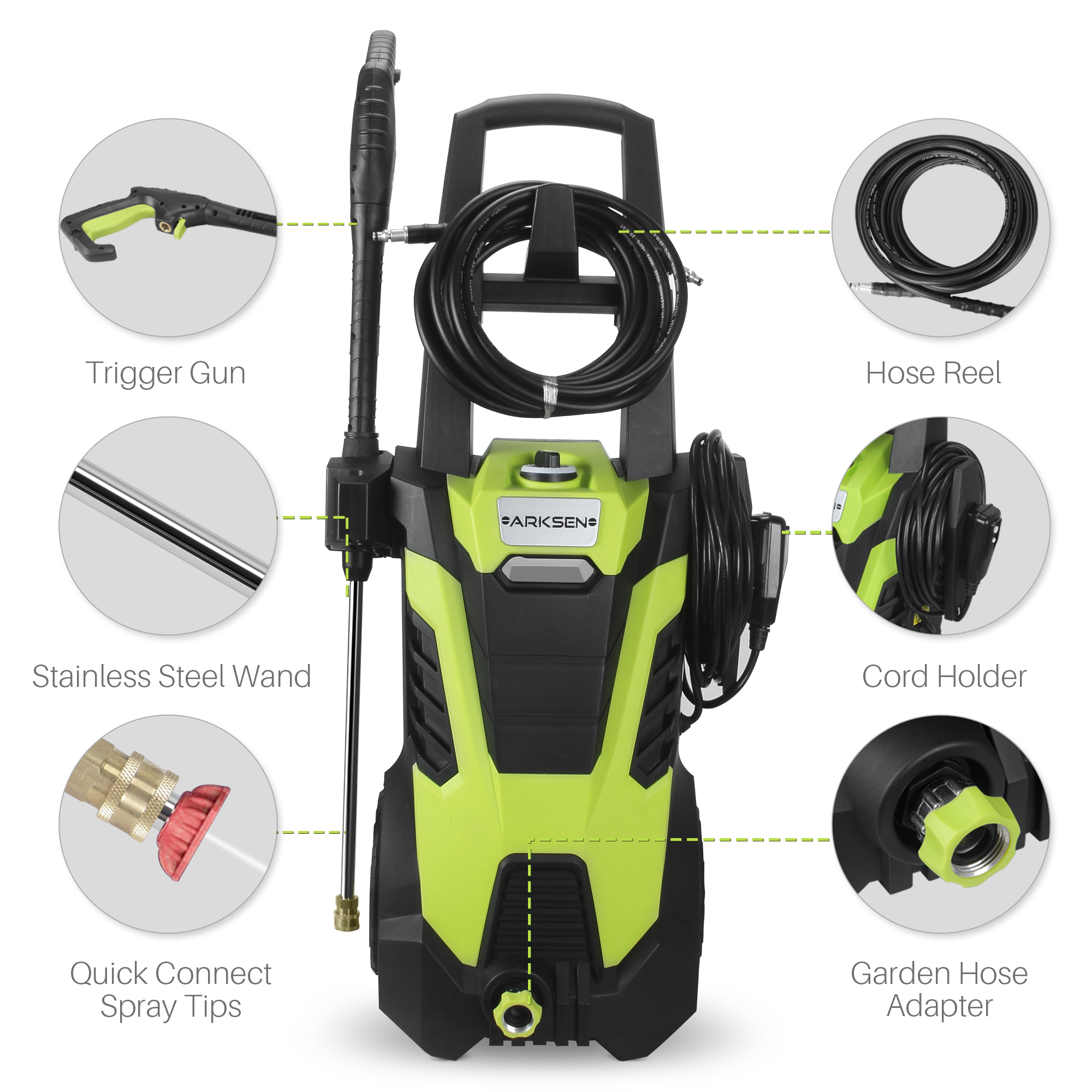 3000 PSI Burst Pressure Washer Hose Built in Soap Dispenser + (5