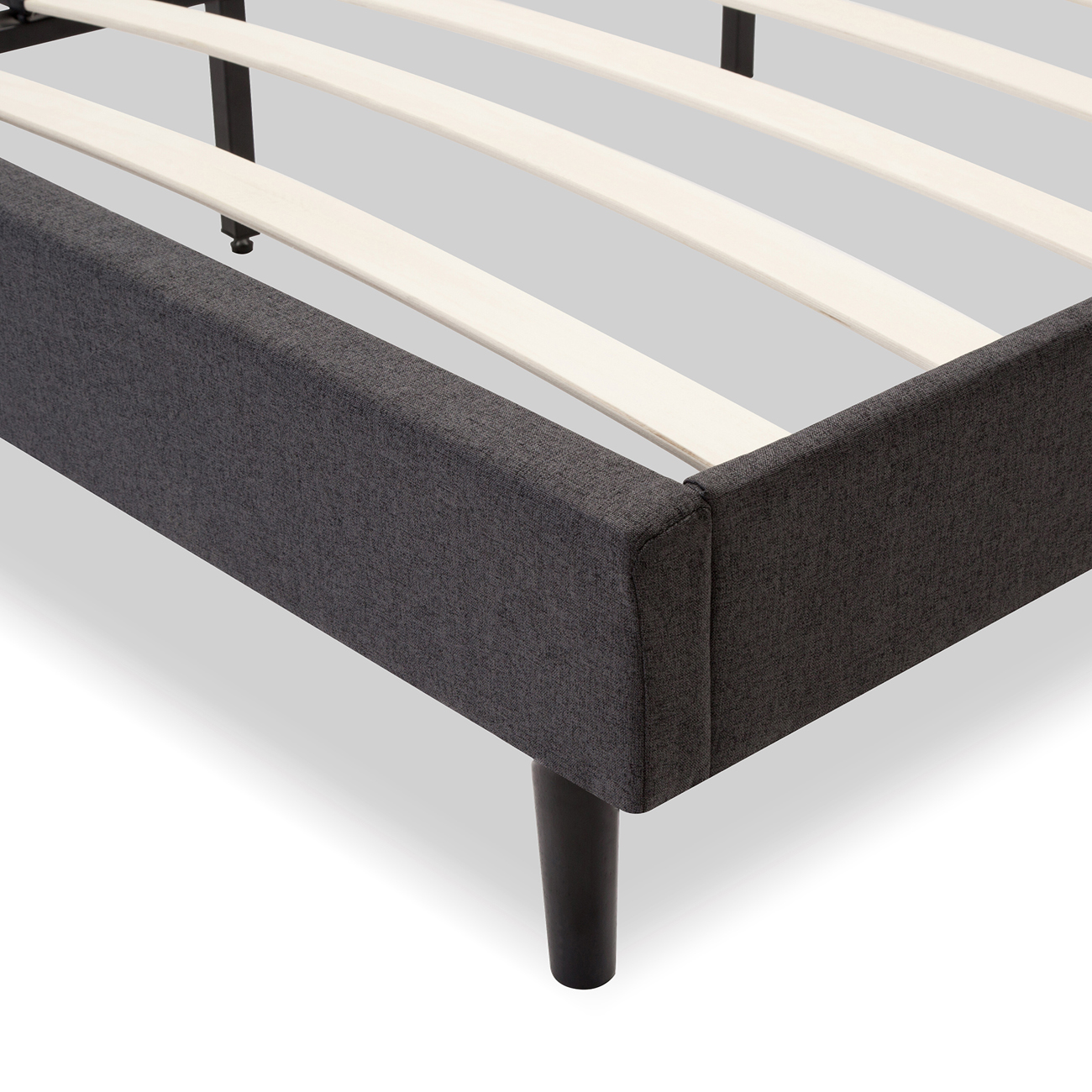 Modern King Size Bed Frame Square Tufted Headboard w/ Wood Slat Kit, Dark Grey 846183180630 eBay