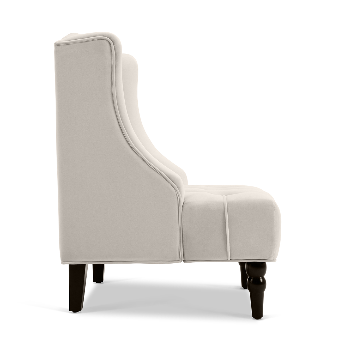 Wingback Accent Chair Tall High back Living Room Tufted Nailhead - Gray / Beige