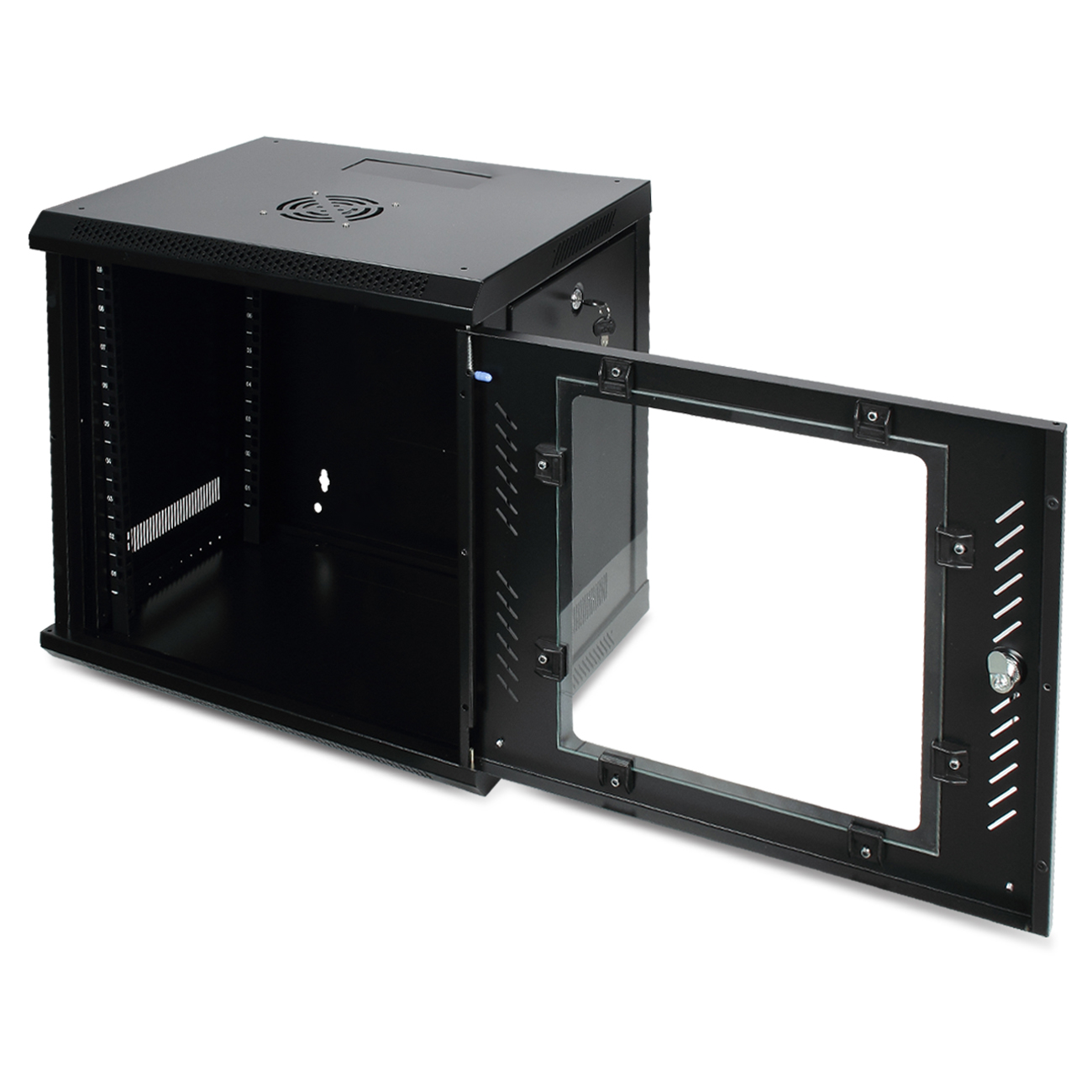 9U Server Glass Locking Door w/ Key Wall Mount Network Rack (Black) eBay