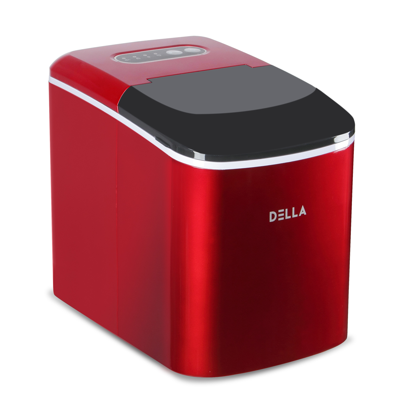 DELLA Portable Ice Maker Fast 2Size Cube 26 Lbs, Ionic Red w/ Smoked
