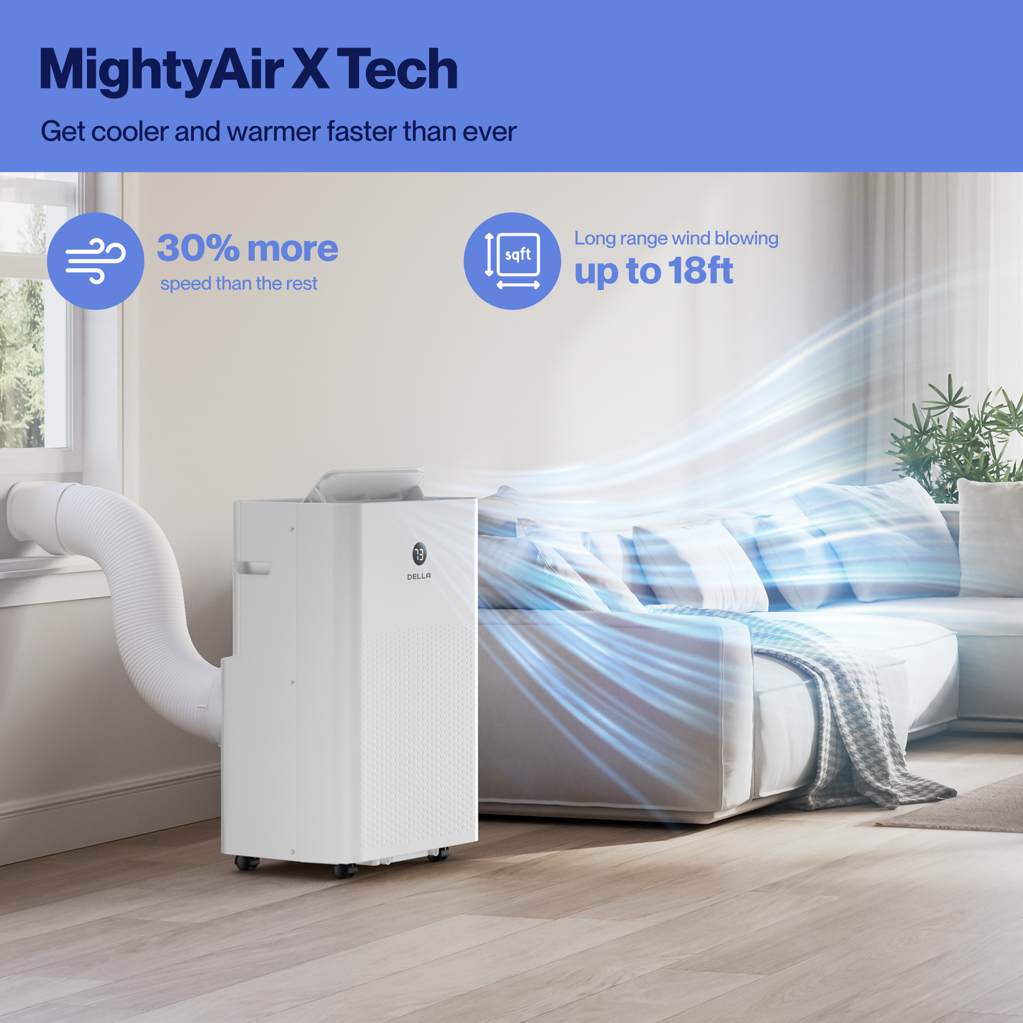 14,000BTU Portable Air Conditioner w/Heat Pump, Cools Up To 650 Sq.Ft.