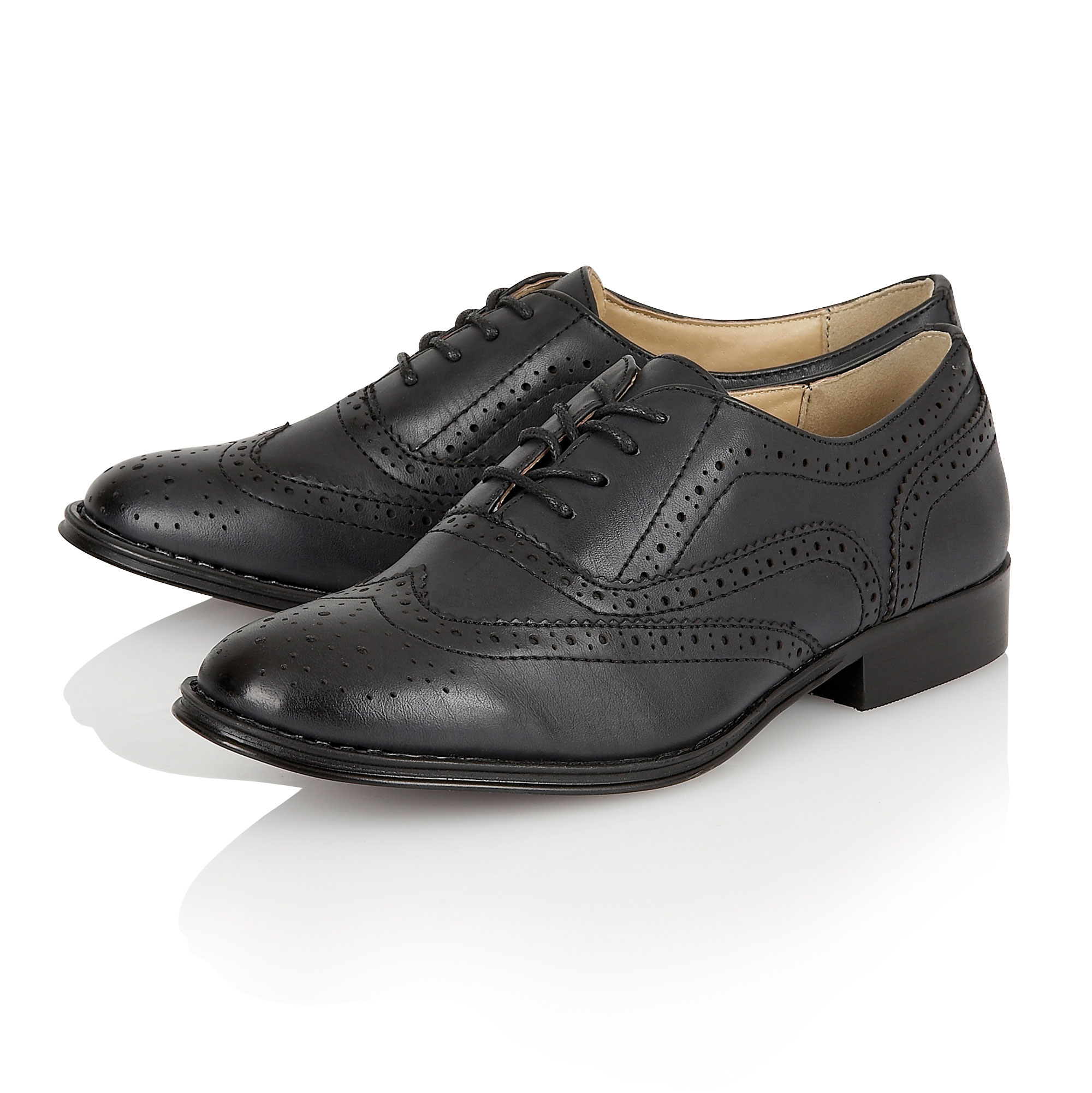 Womens Ladies Girls School Brogue Lace Work Vintage Oxford Flat Shoes ...