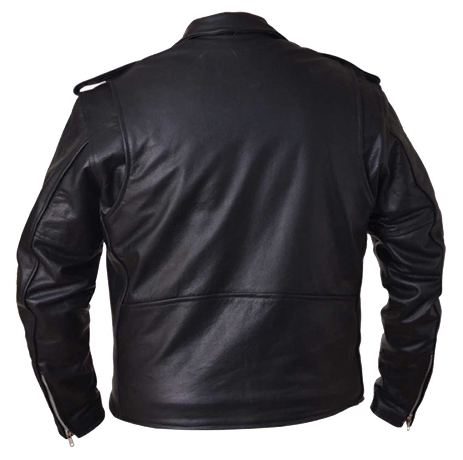 UNIK Men's Buffalo Leather Motorcycle Jacket, Full Sleeve Zip Out Liner - Black