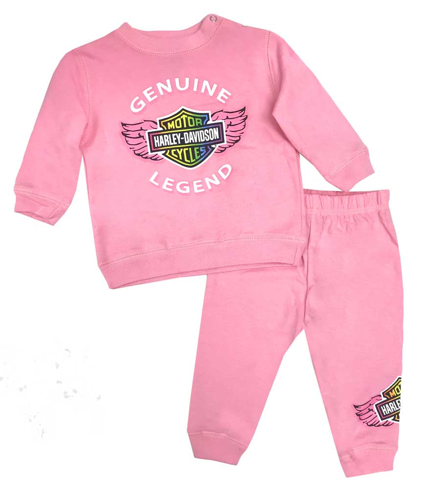 HARLEY-DAVIDSON Baby Girls Bear Hood Fleece Infant Hoodie Gray /& Pink 6514915