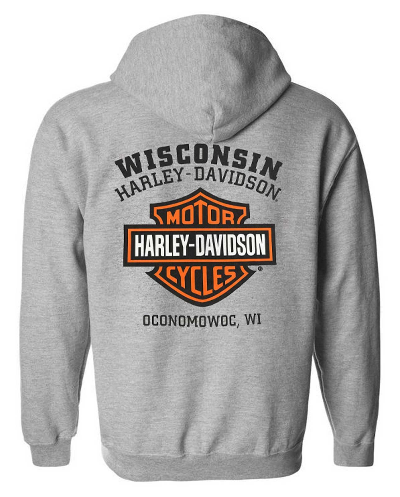 thumbnail image 2 of Harley-Davidson Men's Bar & Shield Zip-Up Poly-Blend Hoodie - Heather Gray, Long Sleeve, Regular Fit 2 of 2