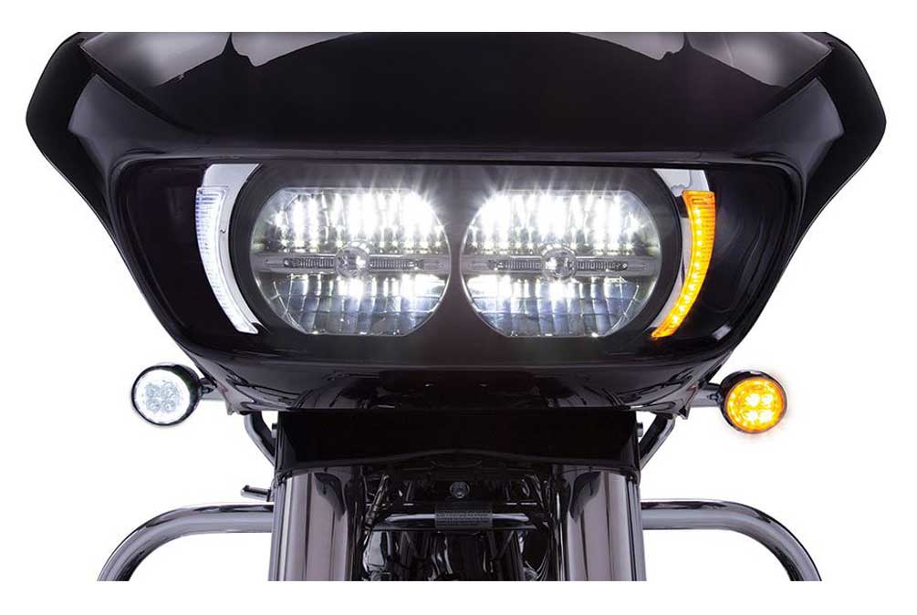 Ciro Fang LED Headlight Bezels, Fits Harley '15up Road Glides Chrome