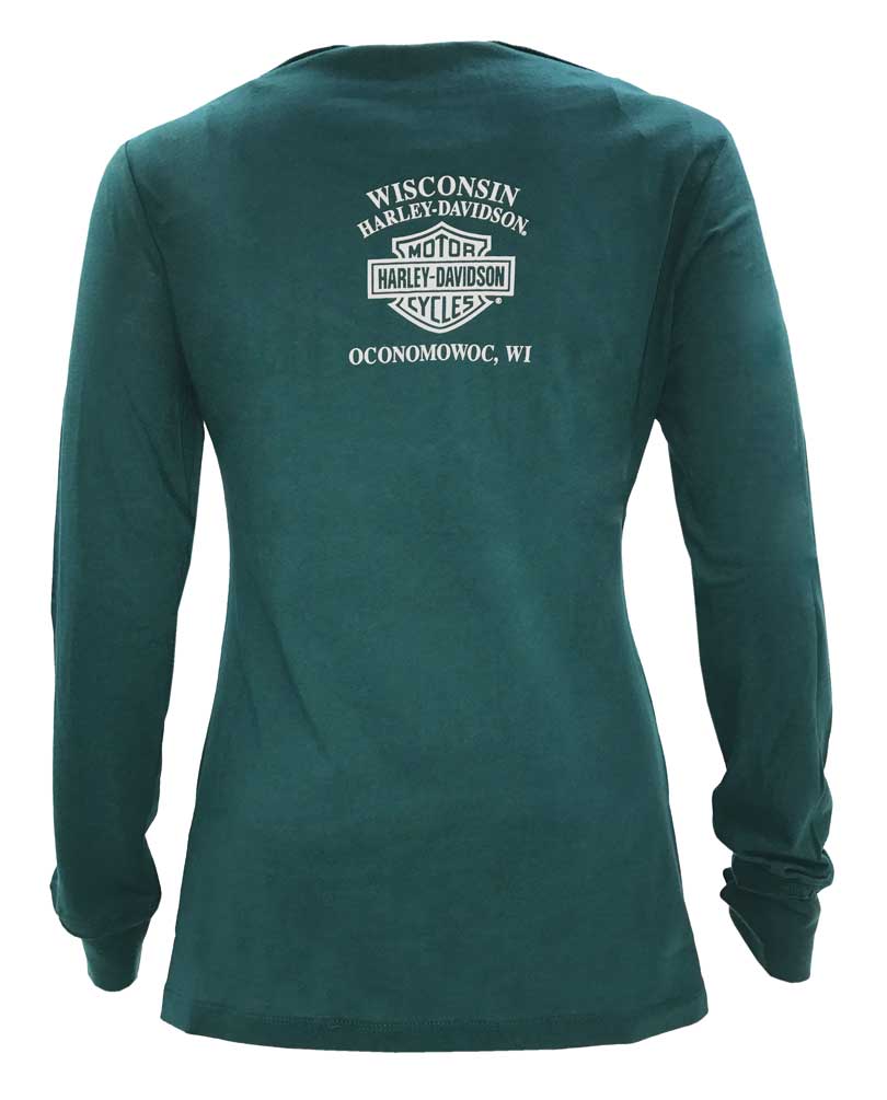 Harley-Davidson Women/'s Playbill Long Sleeve Raglan Burnout Shirt Brown