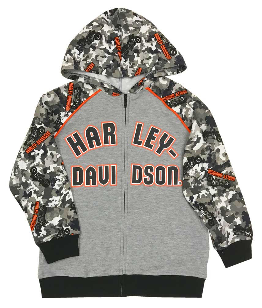 Harley-Davidson Little Boys B/&S Short Sleeve Chambray Shop Shirt Gray 1081929