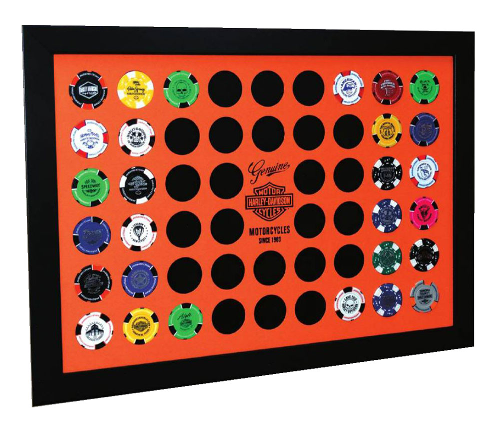 HarleyDavidson Orange Poker Chip Collector's Frame, Holds 52 Poker