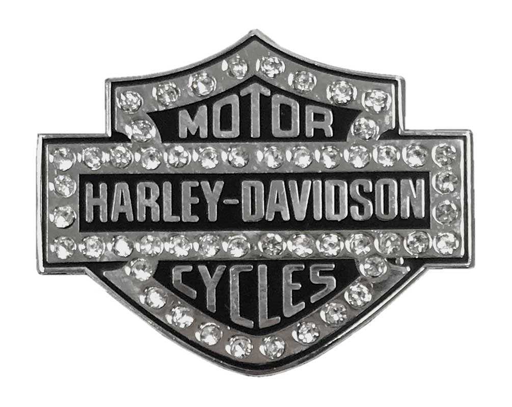 Rhinestone Bar /& Shield Pin Silver Finish 8009205 Harley-Davidson 1.25 in