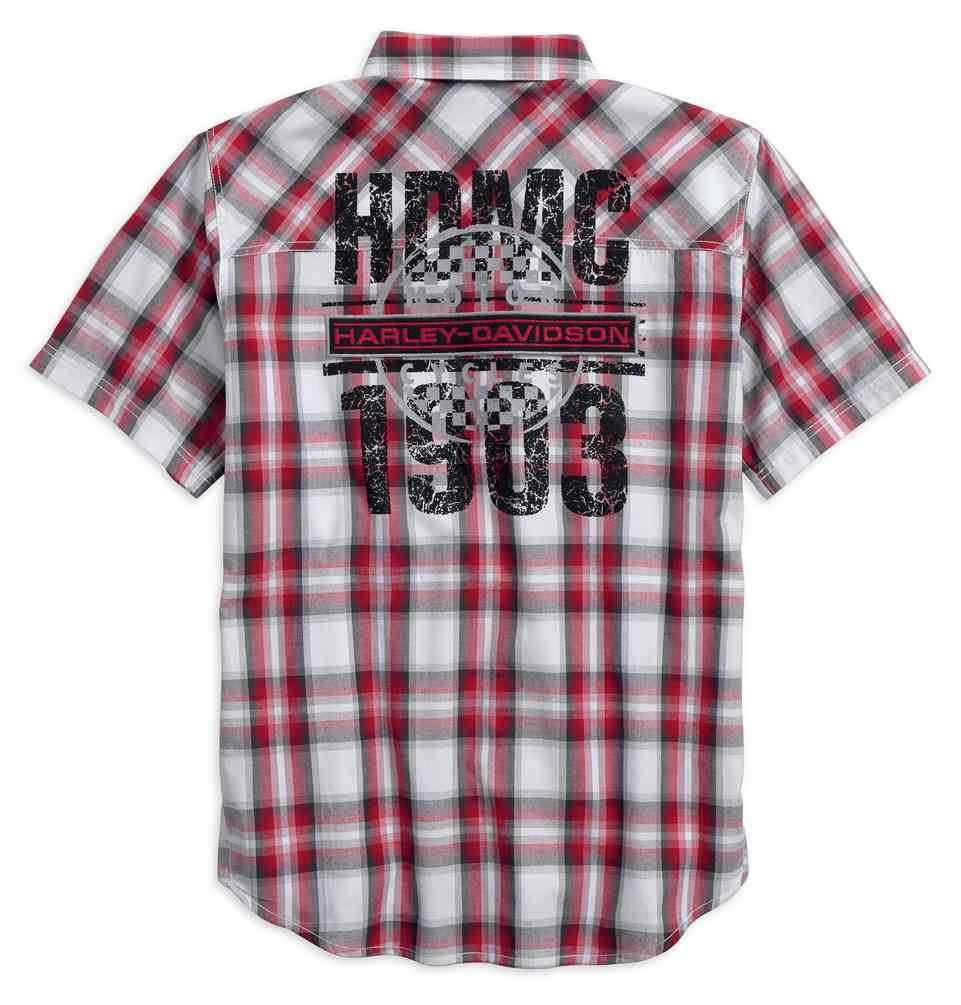 Harley-Davidson men/'s eagle plaid short sleeve