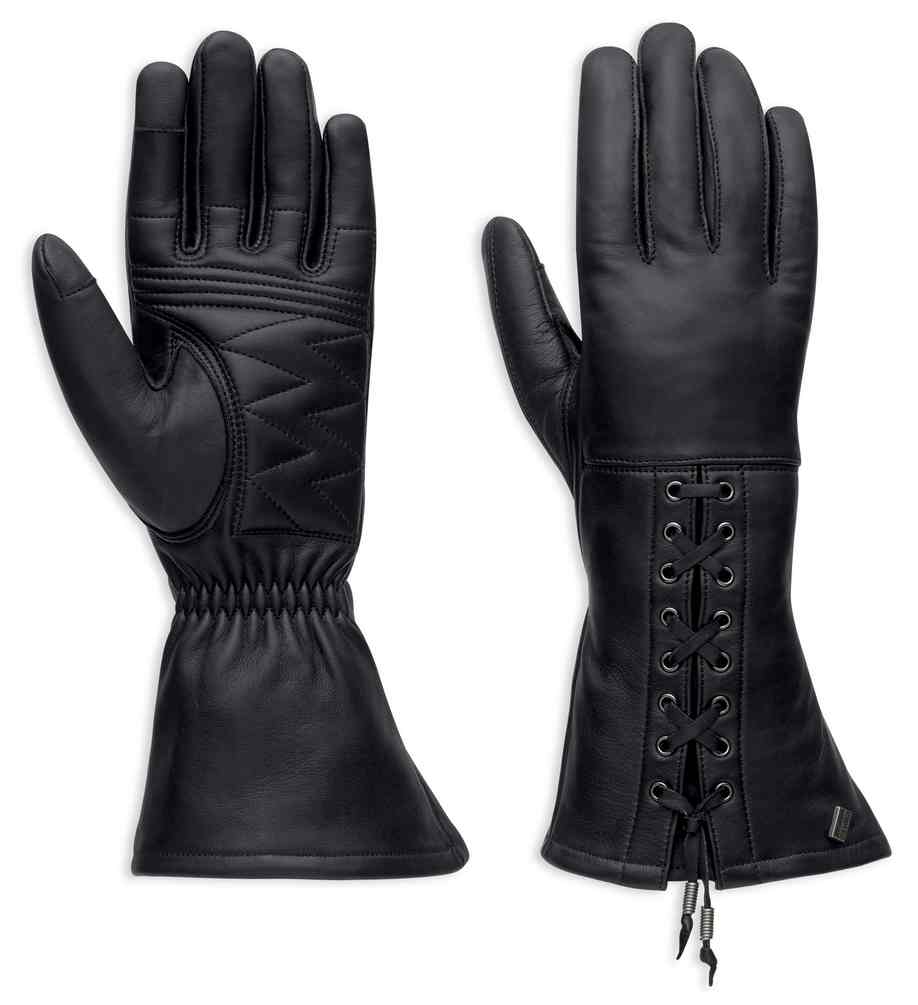 HarleyDavidson Women's Brigid Leather Gauntlet Gloves, Black 97374