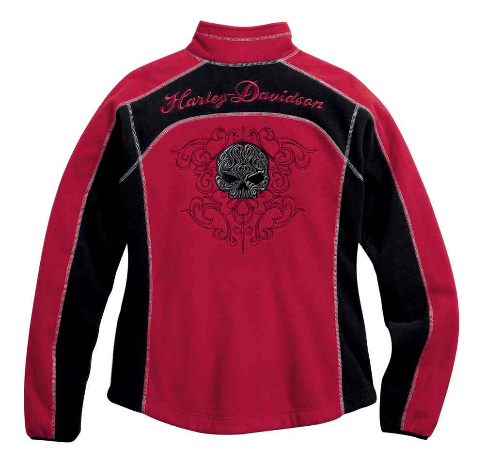 HarleyDavidson Women's Scroll Skull Windproof Fleece Jacket, Red 9857416VW eBay