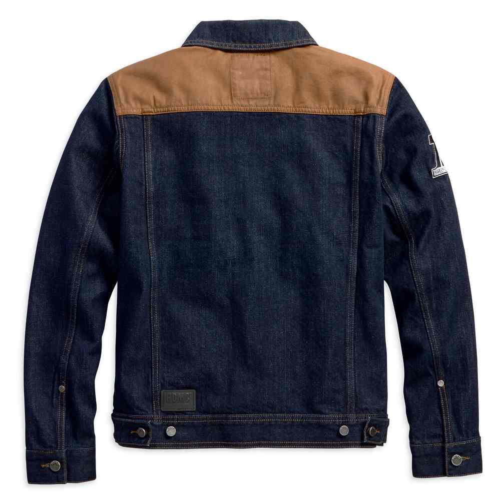 HarleyDavidson Men's Waxed Canvas Slim Fit Denim Jacket, Indigo 98588
