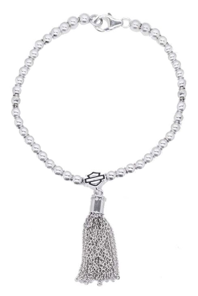 Silver HDB0352 Harley-Davidson Women/'s Pierced Wing Sterling Silver Bracelet