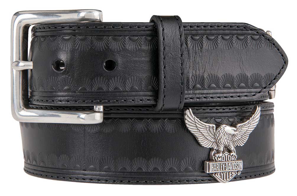 HarleyDavidson Men's Road Wing Genuine Leather Belt, Black HDMBT11122BLK