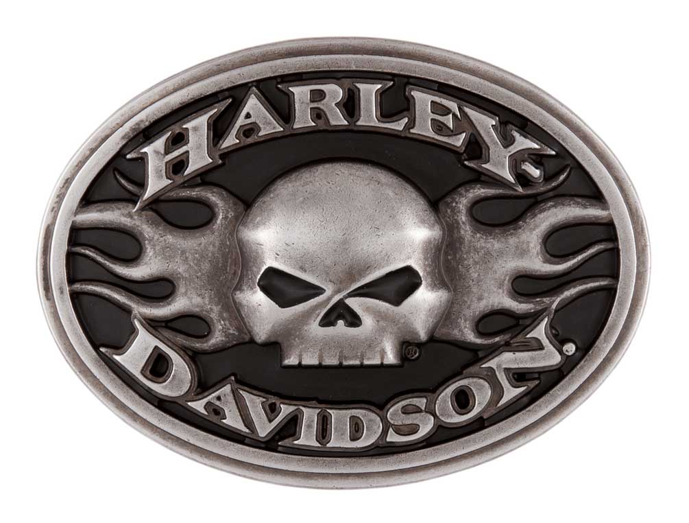 HarleyDavidson Men's Roaring Flames Belt Buckle, Gunmetal Finish