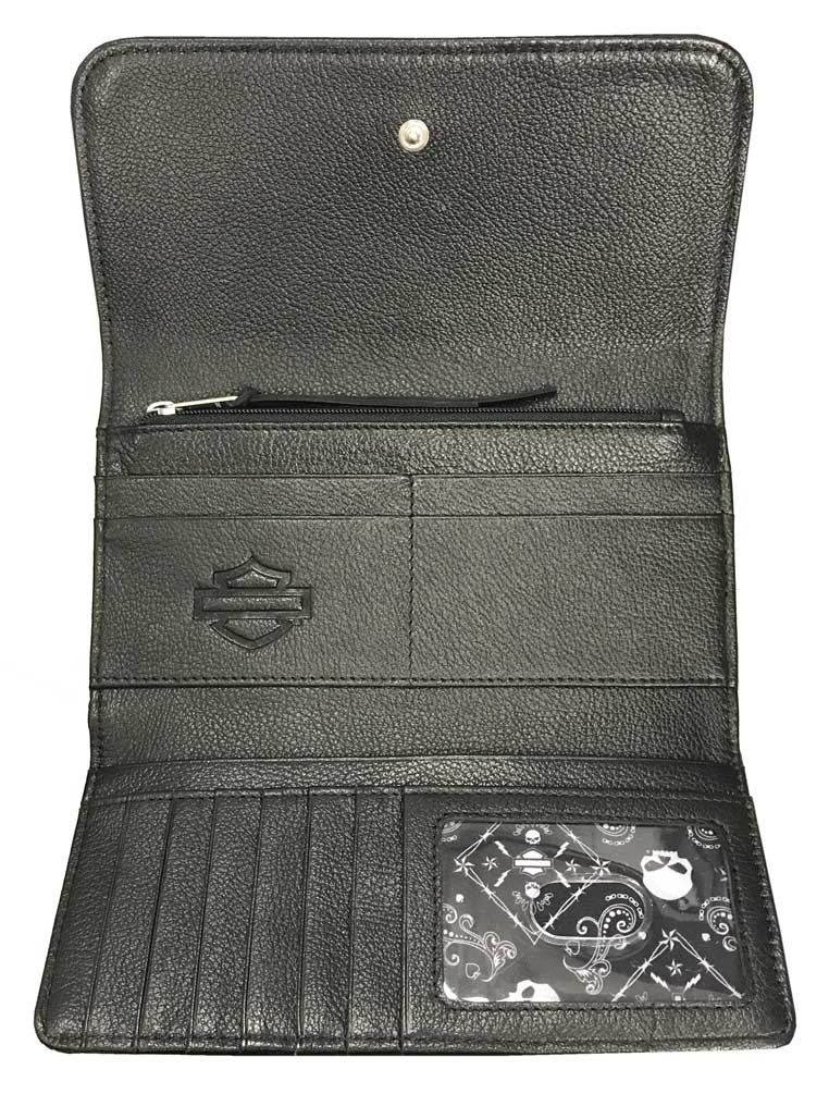 HarleyDavidson Women's Embroidery Studded Traditional Leather Wallet