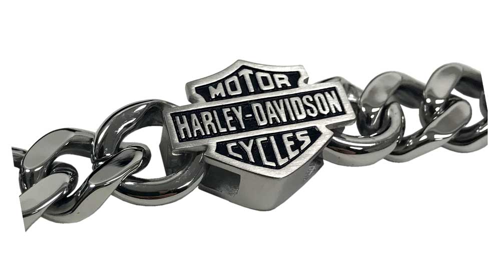 HarleyDavidson Men's Bar & Shield Stainless Steel Chain Bracelet
