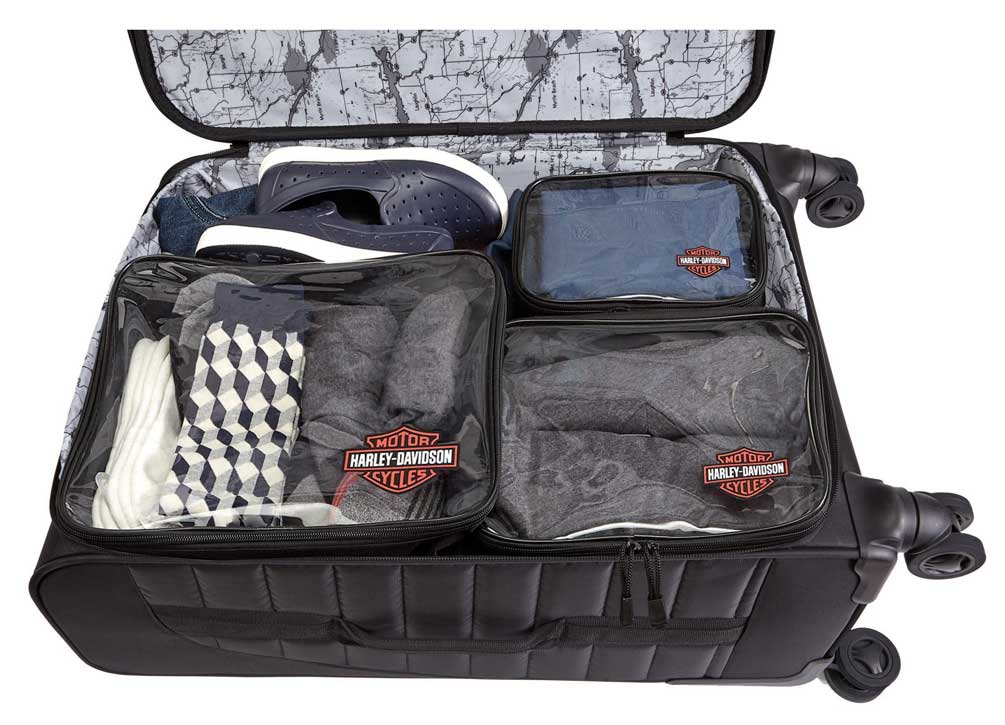 HarleyDavidson Onyx Quilted Wheeled Travel Luggage Sleek Midnight Black eBay