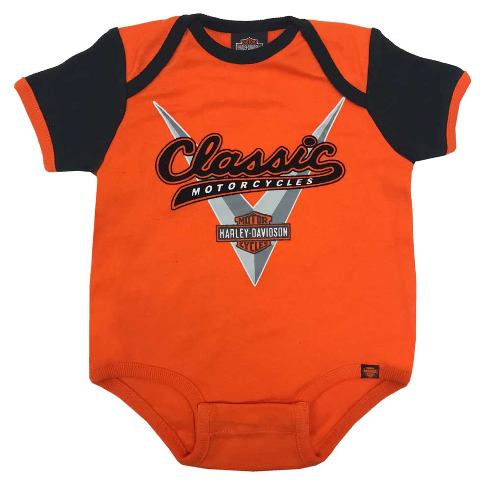 Harley-Davidson® Baby Boys/' Short Sleeve Infant Shop Shirt Creeper 12M Navy