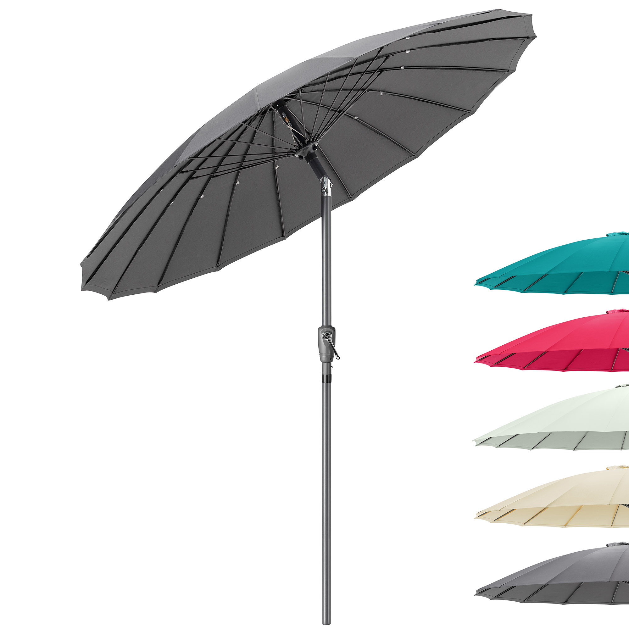 Shanghai Parasol Garden Umbrella Tilting Sunshade UV Resistant 2.6m Christow - Picture 36 of 56