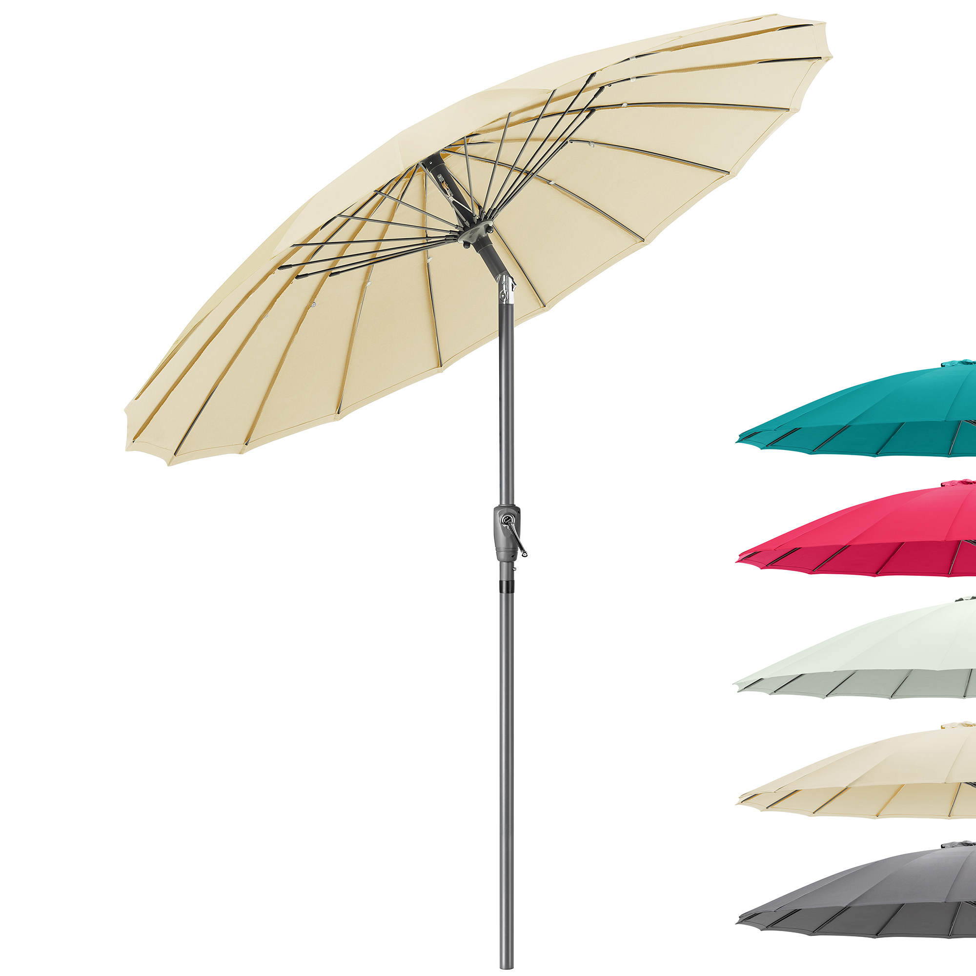 Shanghai Parasol Garden Umbrella Tilting Sunshade UV Resistant 2.6m Christow - Picture 29 of 56