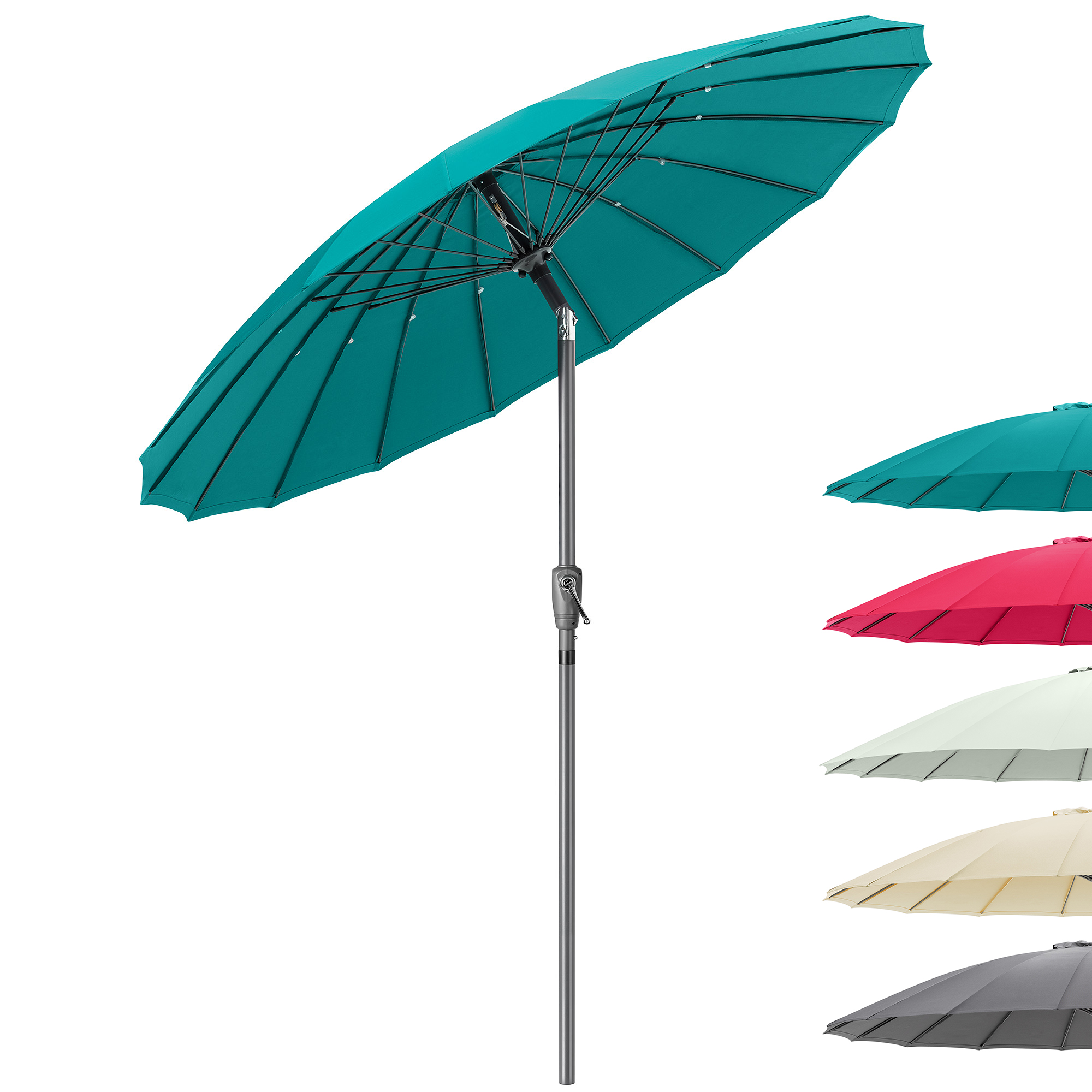 Shanghai Parasol Garden Umbrella Tilting Sunshade UV Resistant 2.6m Christow - Picture 50 of 56
