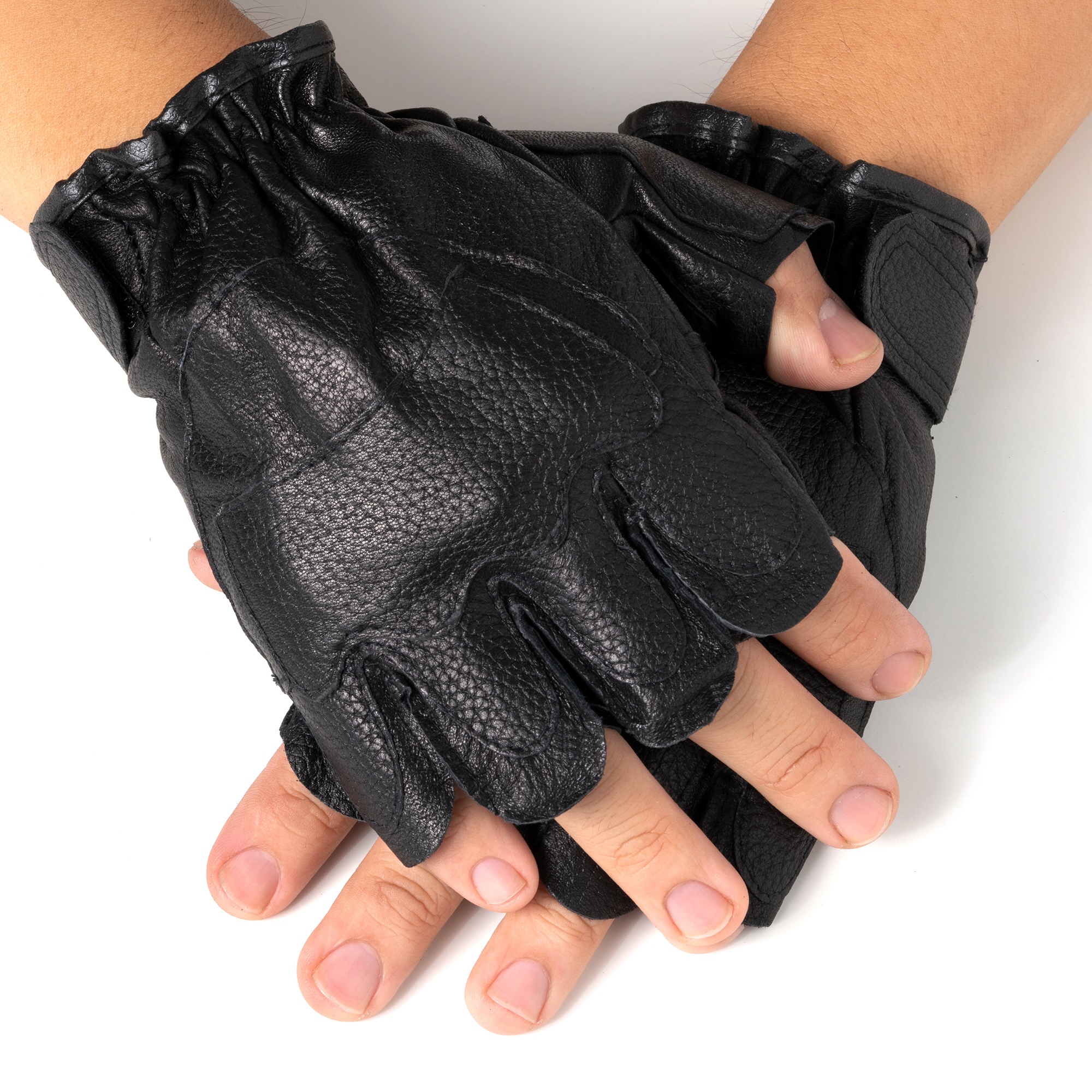 fingerless leather gloves mens