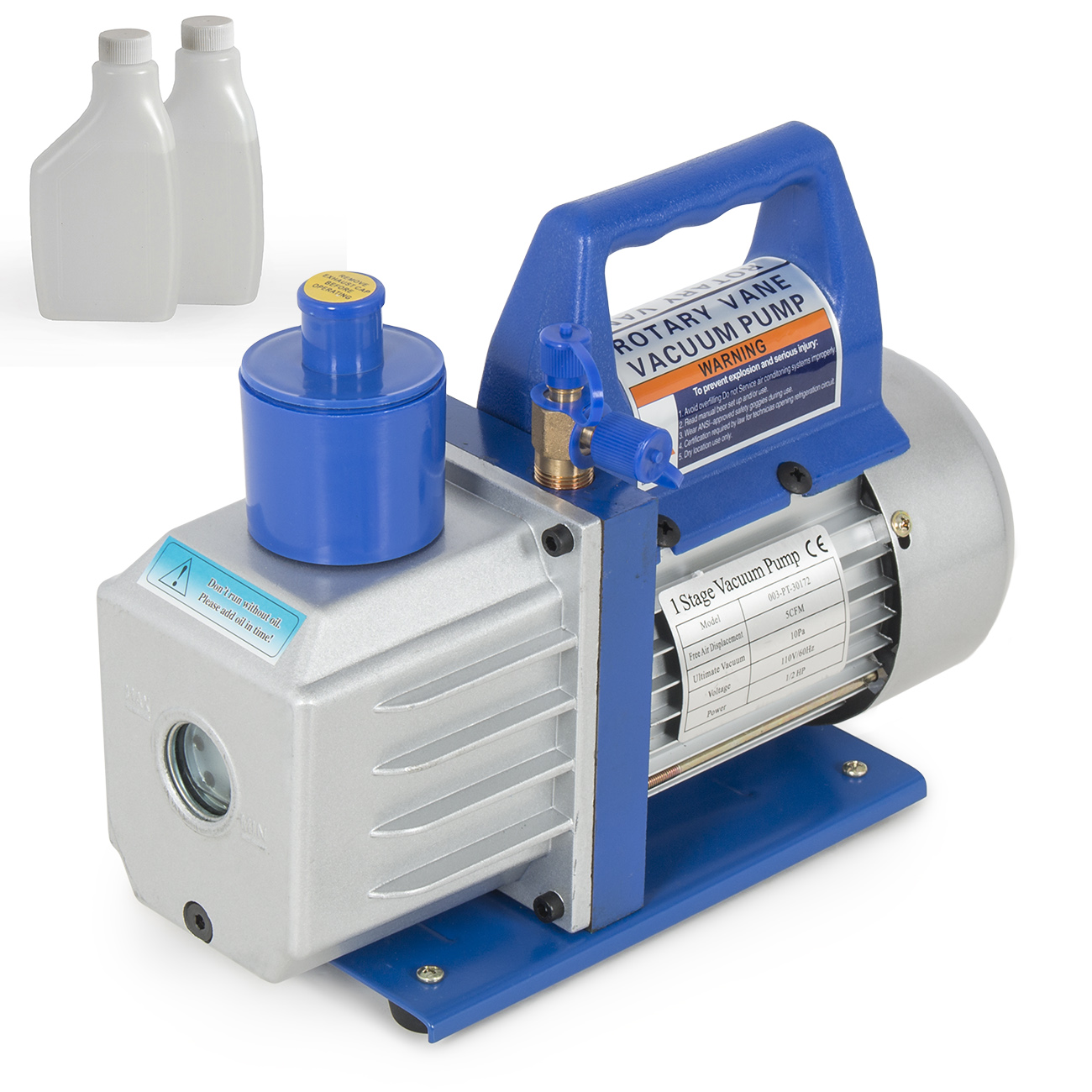 1/2HP 5CFM Rotary Vane Deep Vacuum Pump HVAC Charge A/C w/ Free Oil Bottle eBay