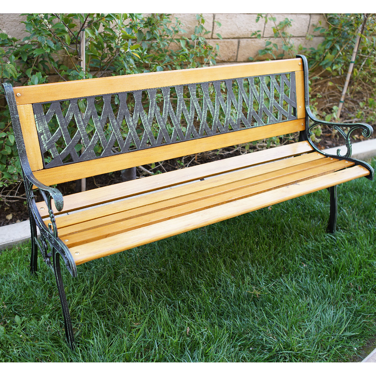 Cast iron outdoor bench