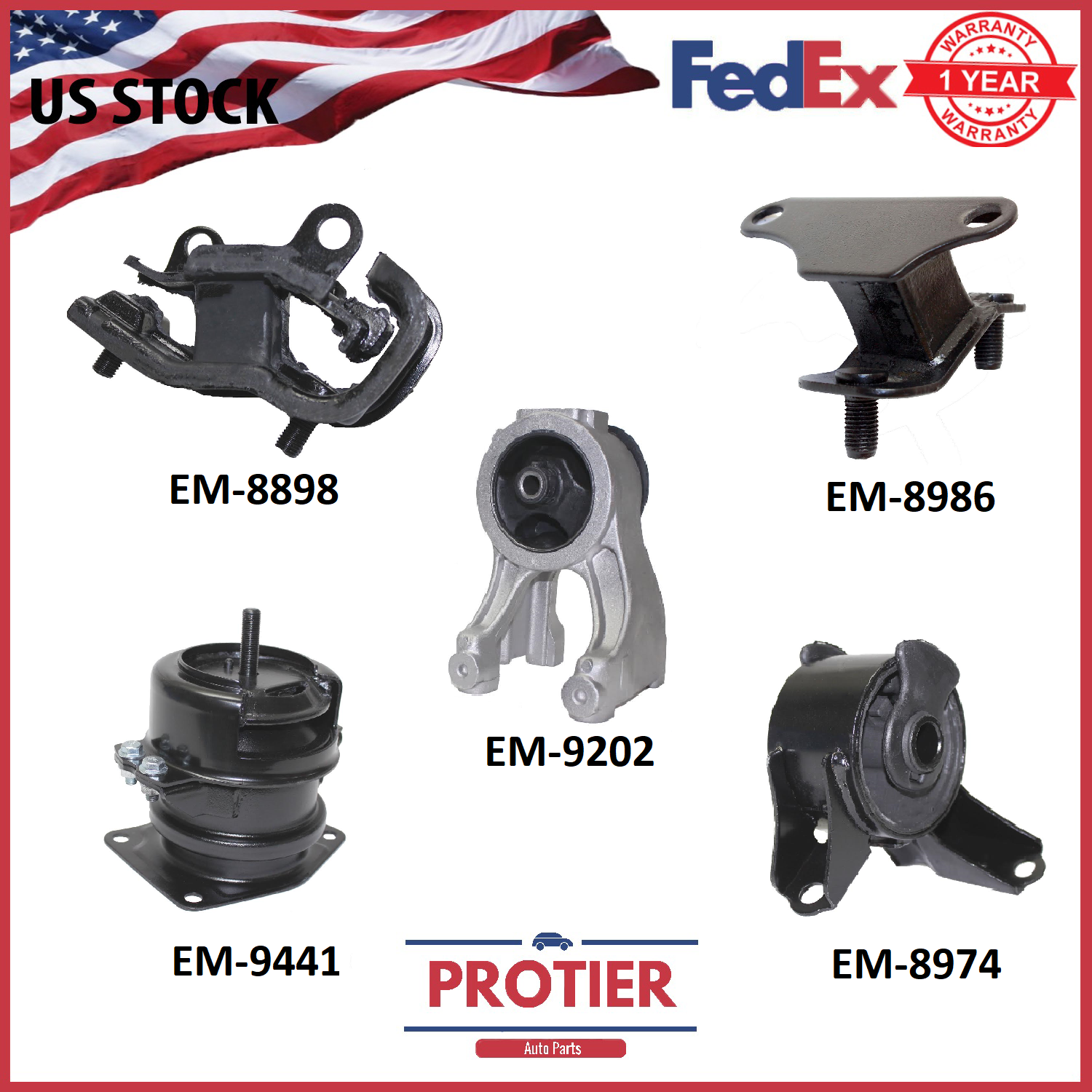 Engine Motor Transmission Mount Set 5 Piece Kit for Honda Odyssey 3.5L 1999-2004