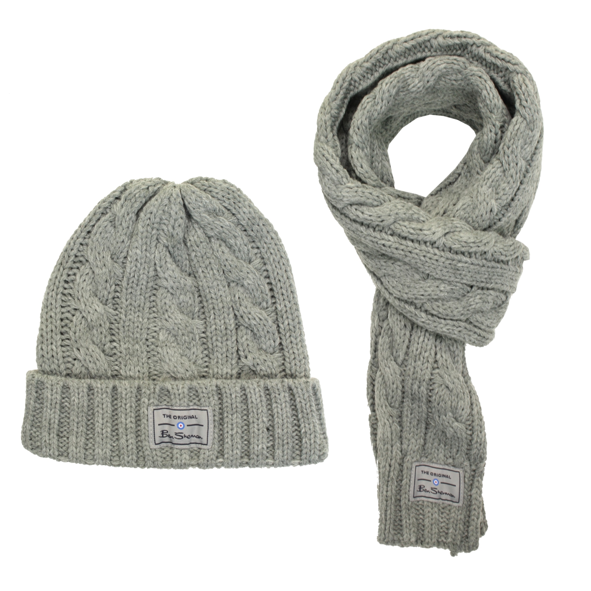Mens grey hat and scarf set Clearance
