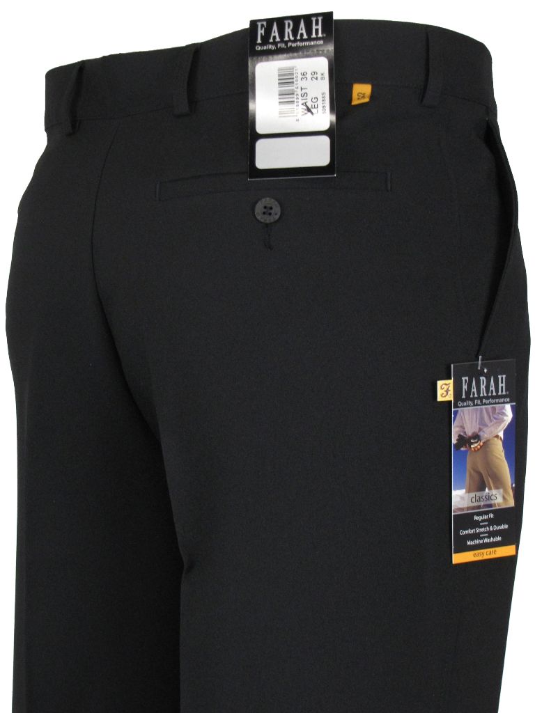 Mens Farah Trousers Classic Regular Fit Flat Front Slant Pocket EBay