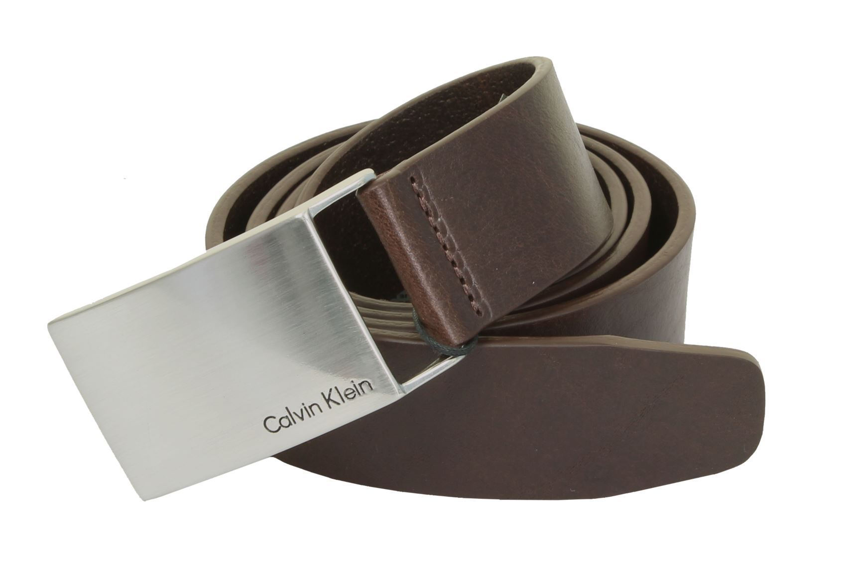 Mens Leather Belt by Calvin Klein 'Mino Plaque' eBay
