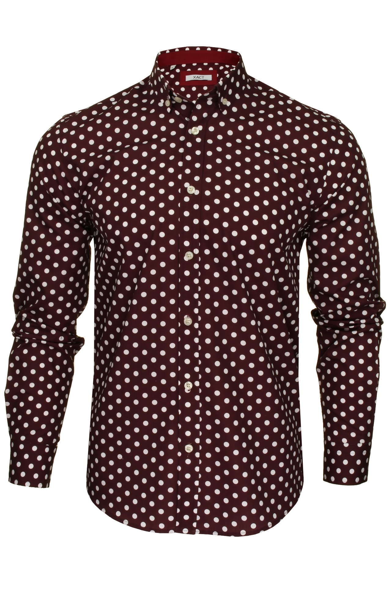 Xact Mens Polka Dot Shirt Long Sleeved Mod Vintage eBay